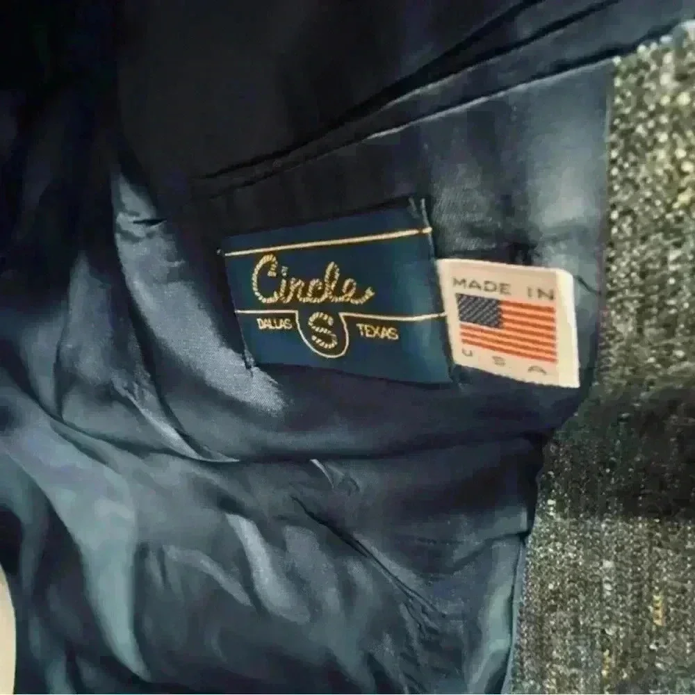 Vintage Circle S Dallas Texas Western Blazer Gray Blue Black Tweed Men’s 44L